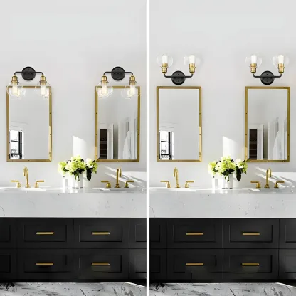 Industrial Black Metal Glass Dome Vanity Lights for Bathroom