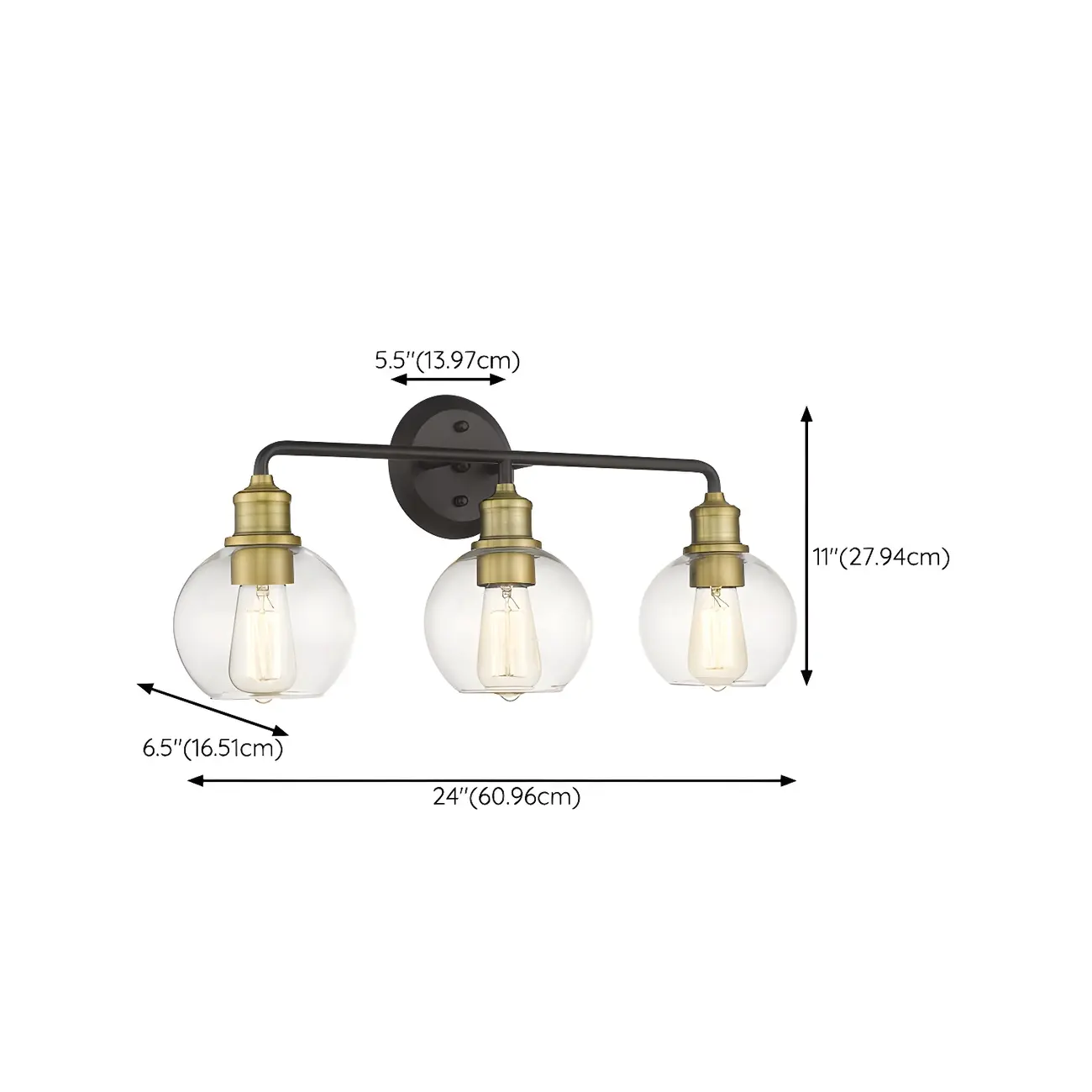 Industrial Black Metal Glass Dome Vanity Lights for Bathroom | homeyfad