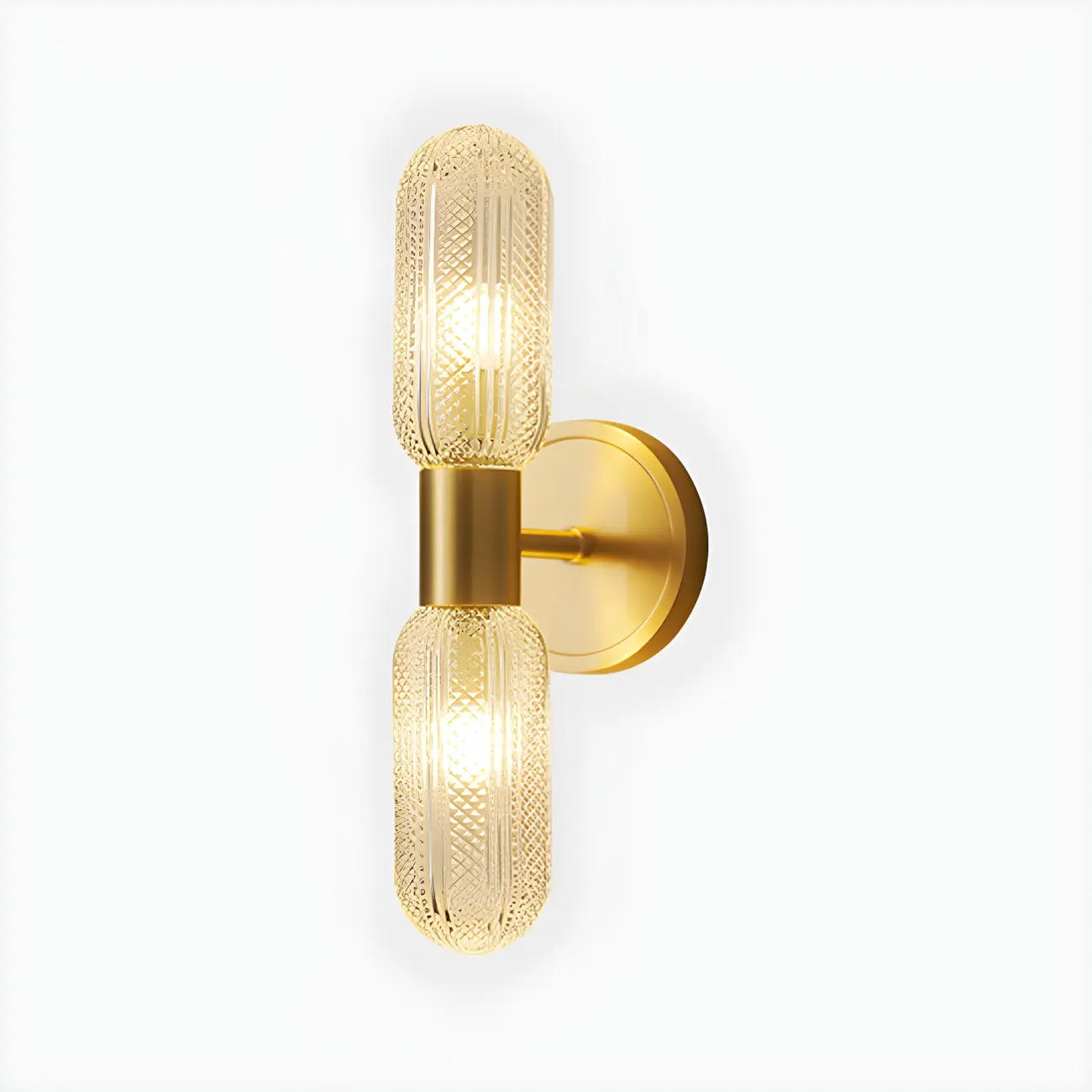 Unique Gold Up Down Wall Mounted Prismatic Glass Vanity Light | homeyfad