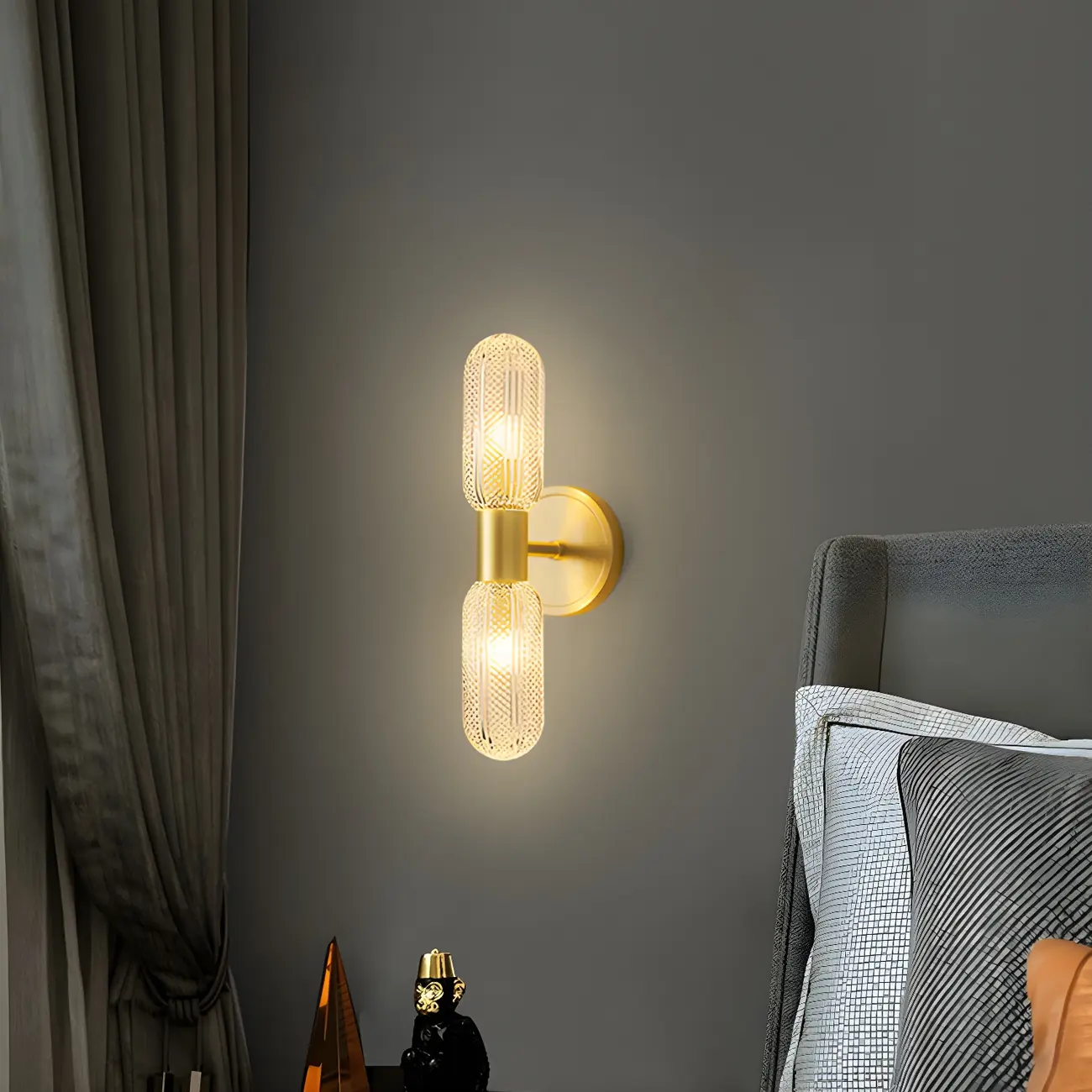 Unique Gold Up Down Wall Mounted Prismatic Glass Vanity Light | homeyfad