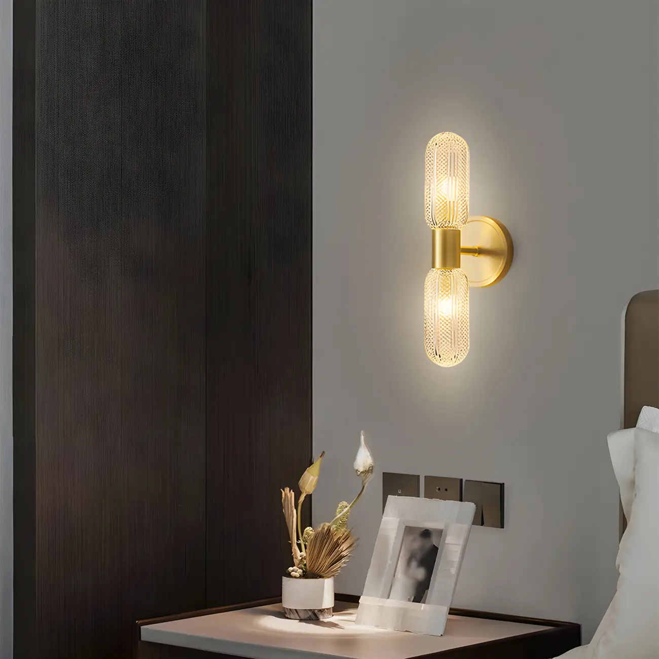 Unique Gold Up Down Wall Mounted Prismatic Glass Vanity Light | homeyfad