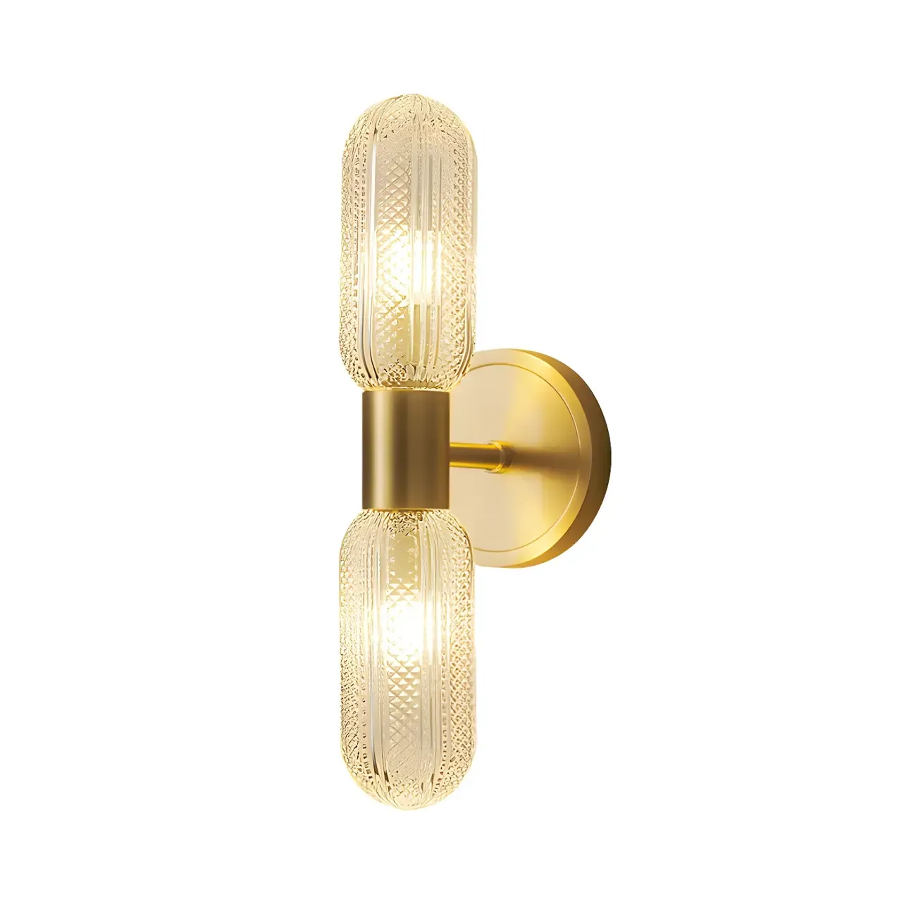 Unique Gold Up Down Wall Mounted Prismatic Glass Vanity Light