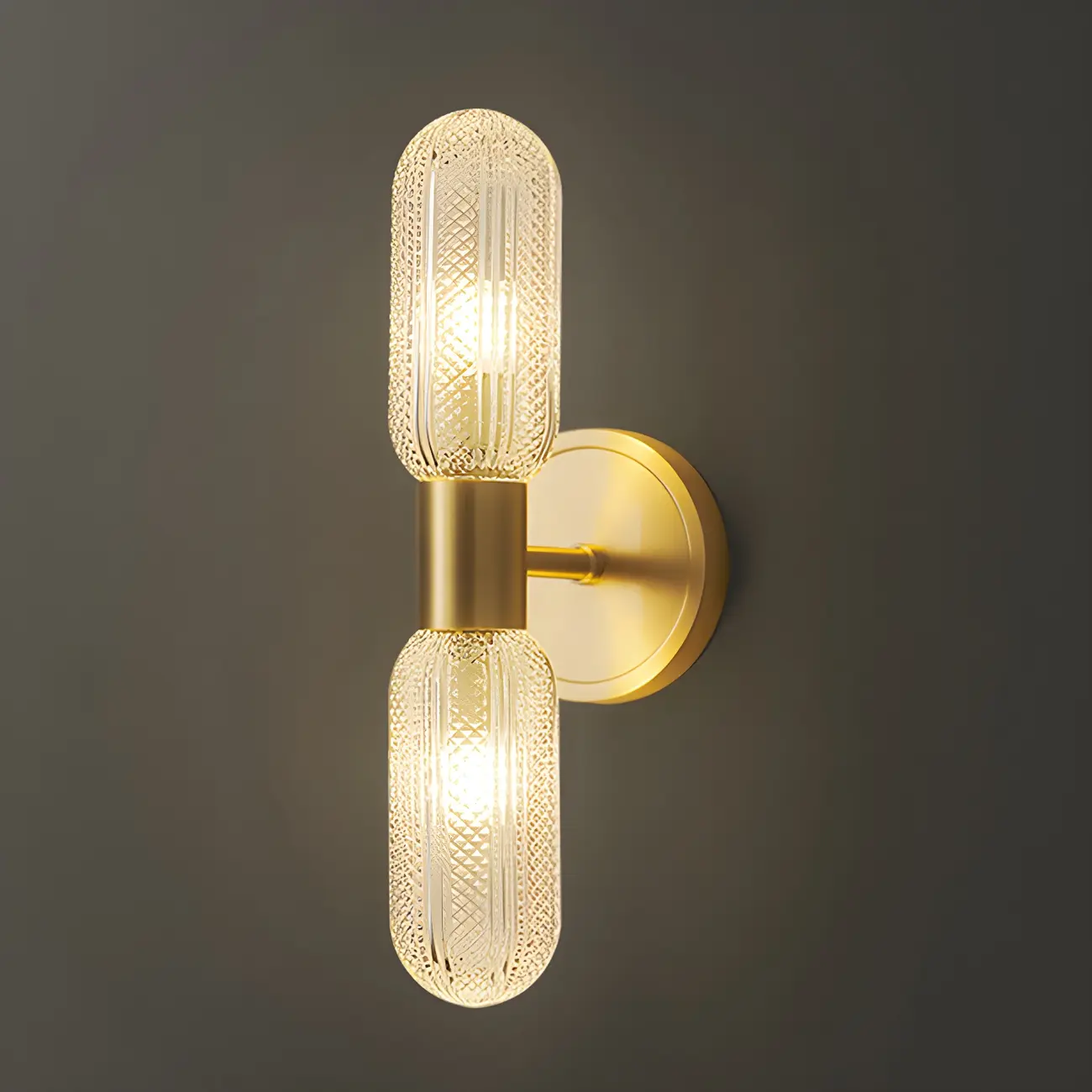 Unique Gold Up Down Wall Mounted Prismatic Glass Vanity Light | homeyfad