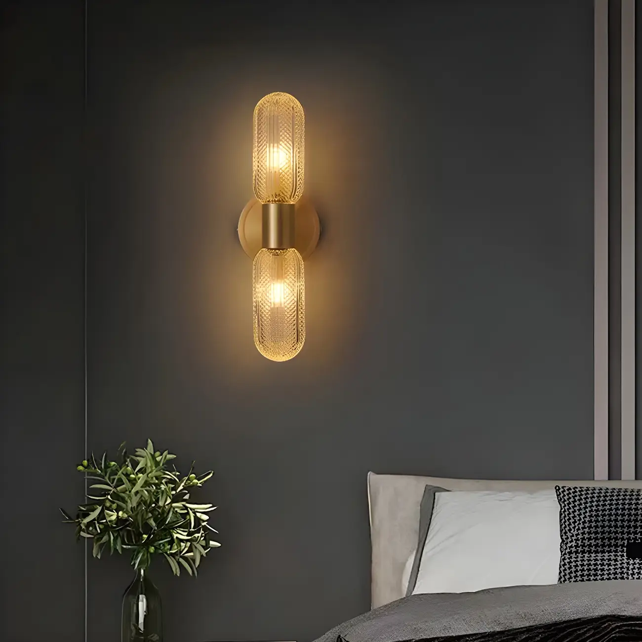 Unique Gold Up Down Wall Mounted Prismatic Glass Vanity Light | homeyfad