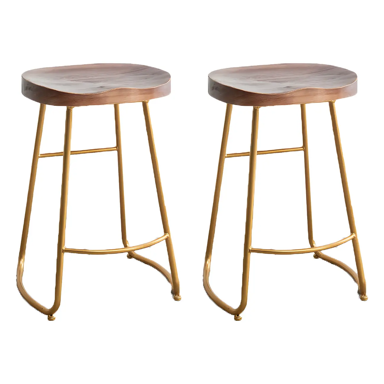 Counter Height Comfortable Metal Wood Glam Bar Stools Image - 2 | homeyfad
