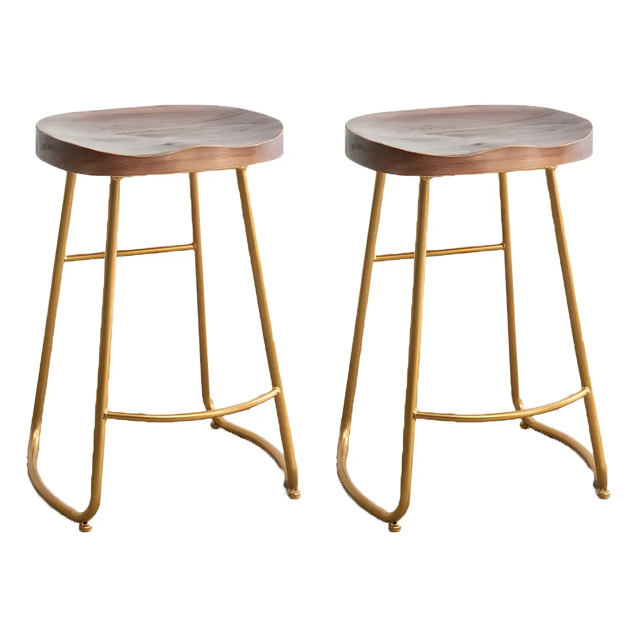Counter Height Comfortable Metal Wood Glam Bar Stools Image - 2