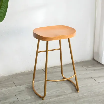 Counter Height Comfortable Metal Wood Glam Bar Stools Image - 3