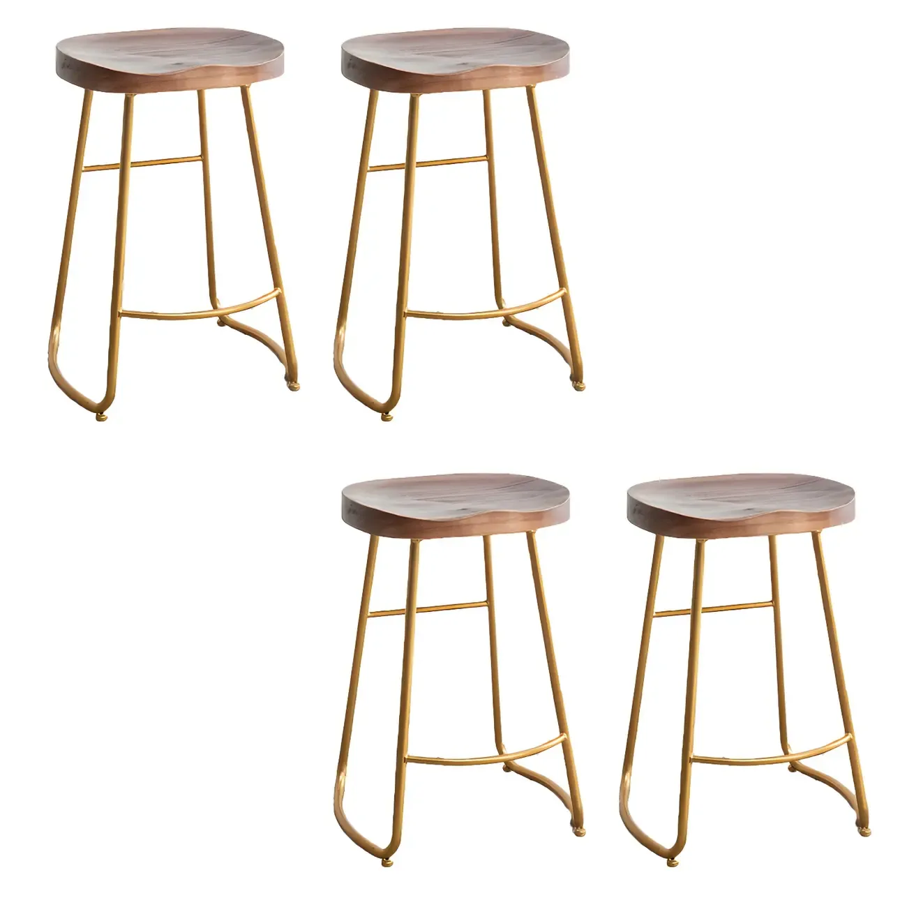 Counter Height Comfortable Metal Wood Glam Bar Stools Image - 4