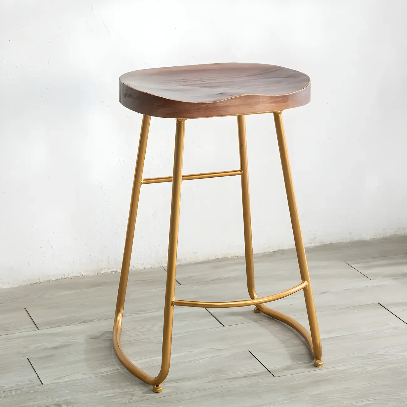 Counter Height Comfortable Metal Wood Glam Bar Stools Image - 5