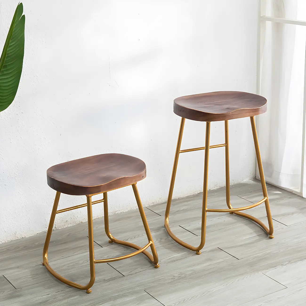Counter Height Comfortable Metal Wood Glam Bar Stools Image - 6 | homeyfad