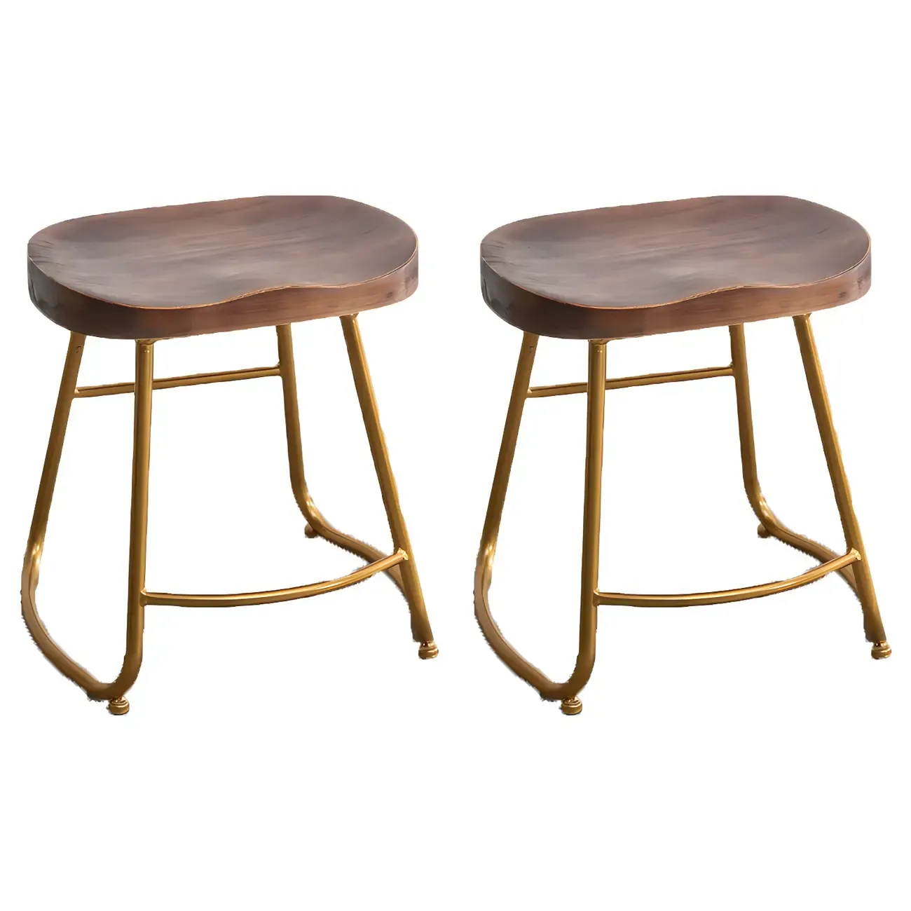 Counter Height Comfortable Metal Wood Glam Bar Stools Image - 9