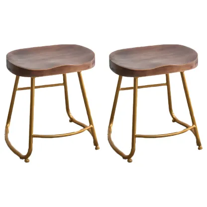 Counter Height Comfortable Metal Wood Glam Bar Stools Image - 9