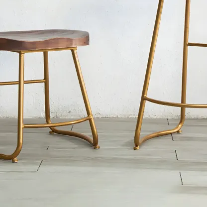 Counter Height Comfortable Metal Wood Glam Bar Stools Image - 11