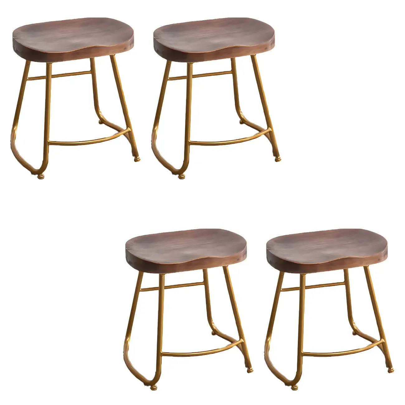 Counter Height Comfortable Metal Wood Glam Bar Stools Image - 12