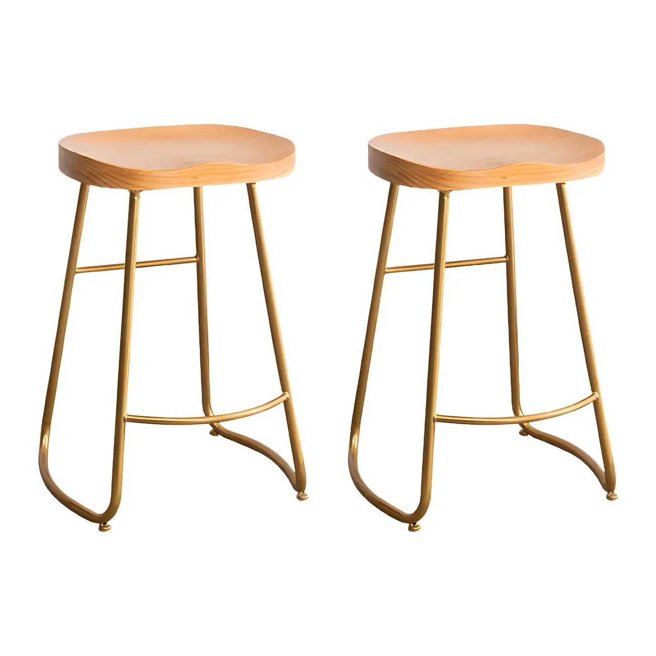 Counter Height Comfortable Metal Wood Glam Bar Stools Image - 15
