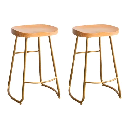 Counter Height Comfortable Metal Wood Glam Bar Stools Image - 15