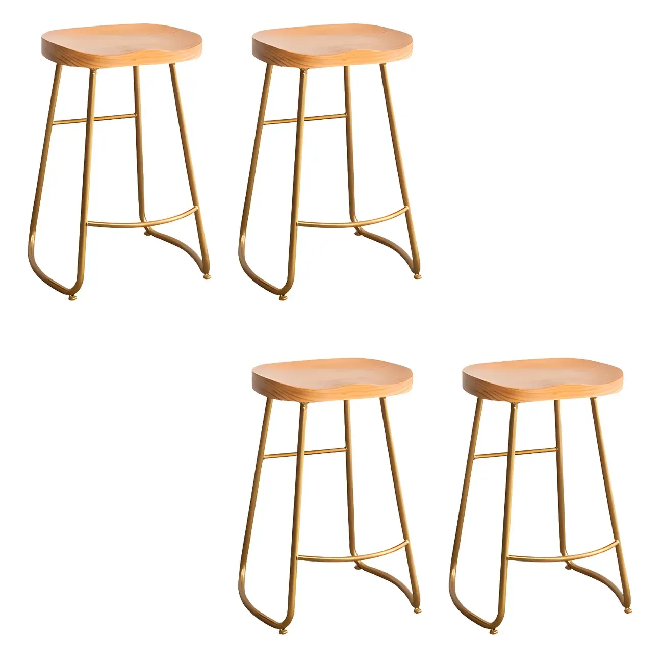 Counter Height Comfortable Metal Wood Glam Bar Stools Image - 16