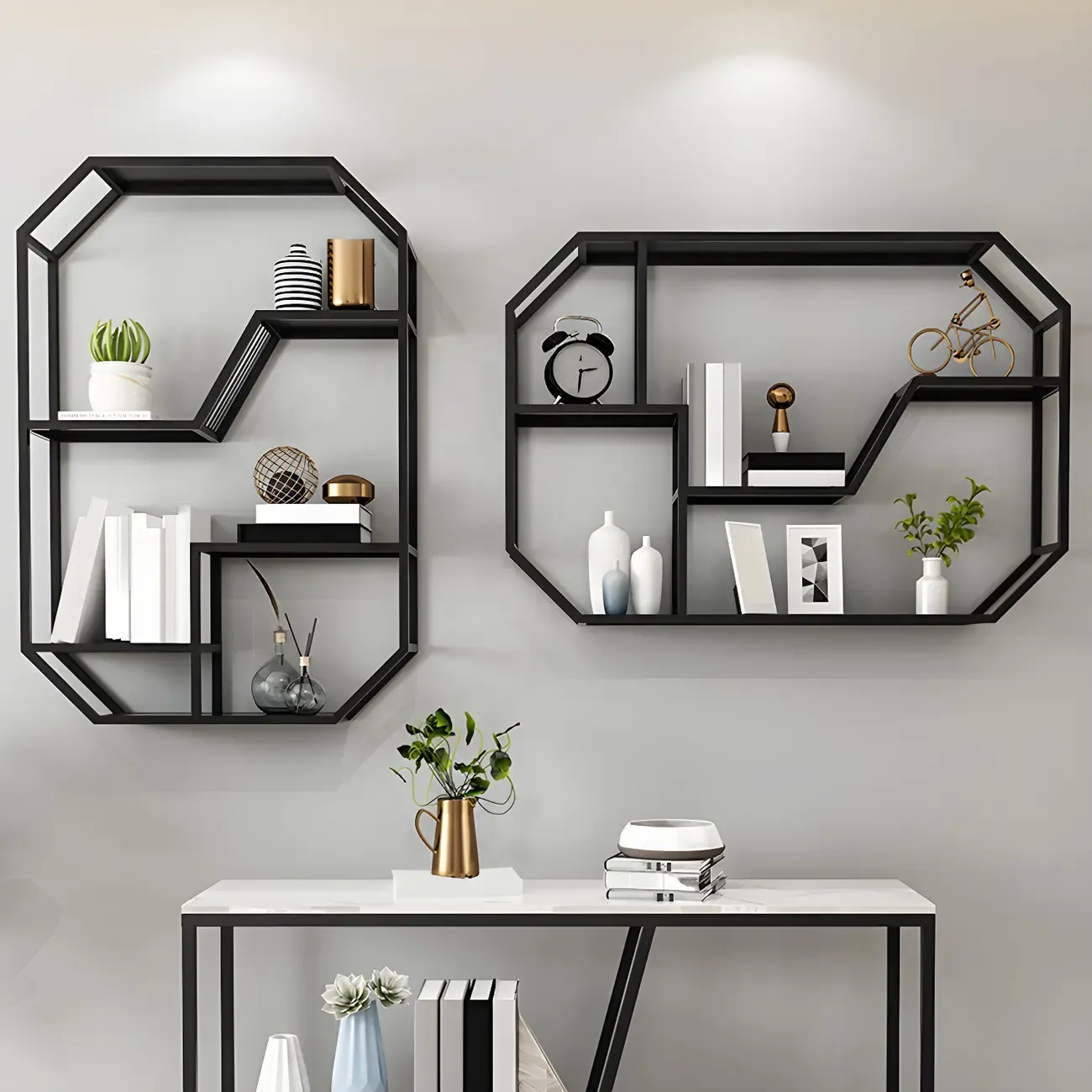 Simple Metal Black Wall-Mounted Wine Bottle Rack Image - 1