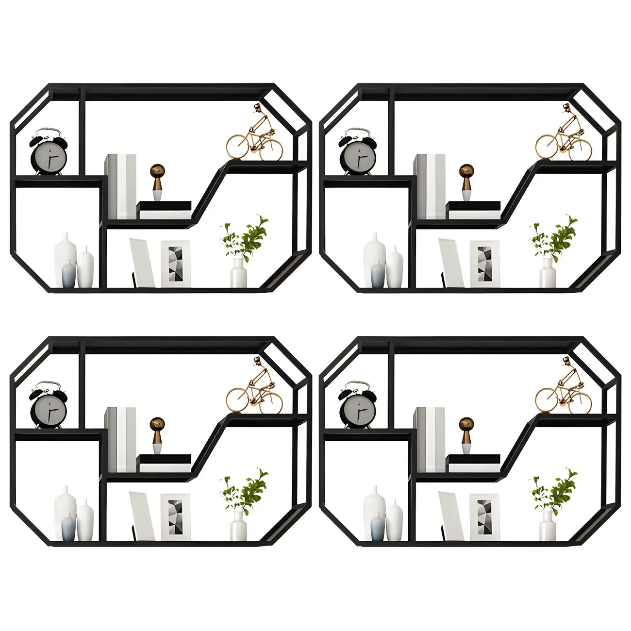 Simple Metal Black Wall-Mounted Wine Bottle Rack Image - 6