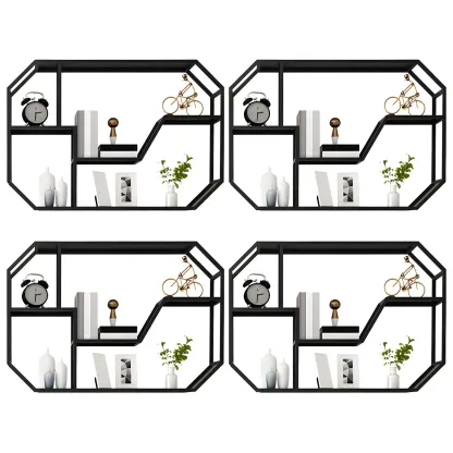 Simple Metal Black Wall-Mounted Wine Bottle Rack Image - 6