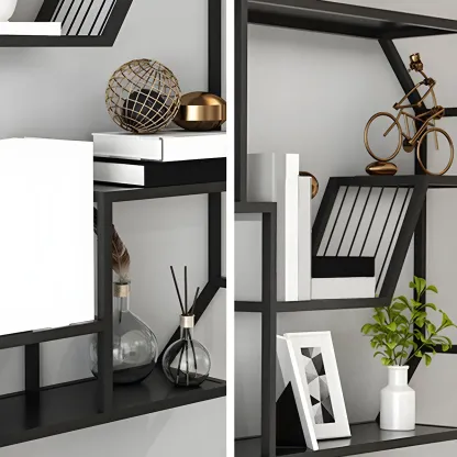 Simple Metal Black Wall-Mounted Wine Bottle Rack Image - 13