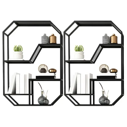 Simple Metal Black Wall-Mounted Wine Bottle Rack Image - 19