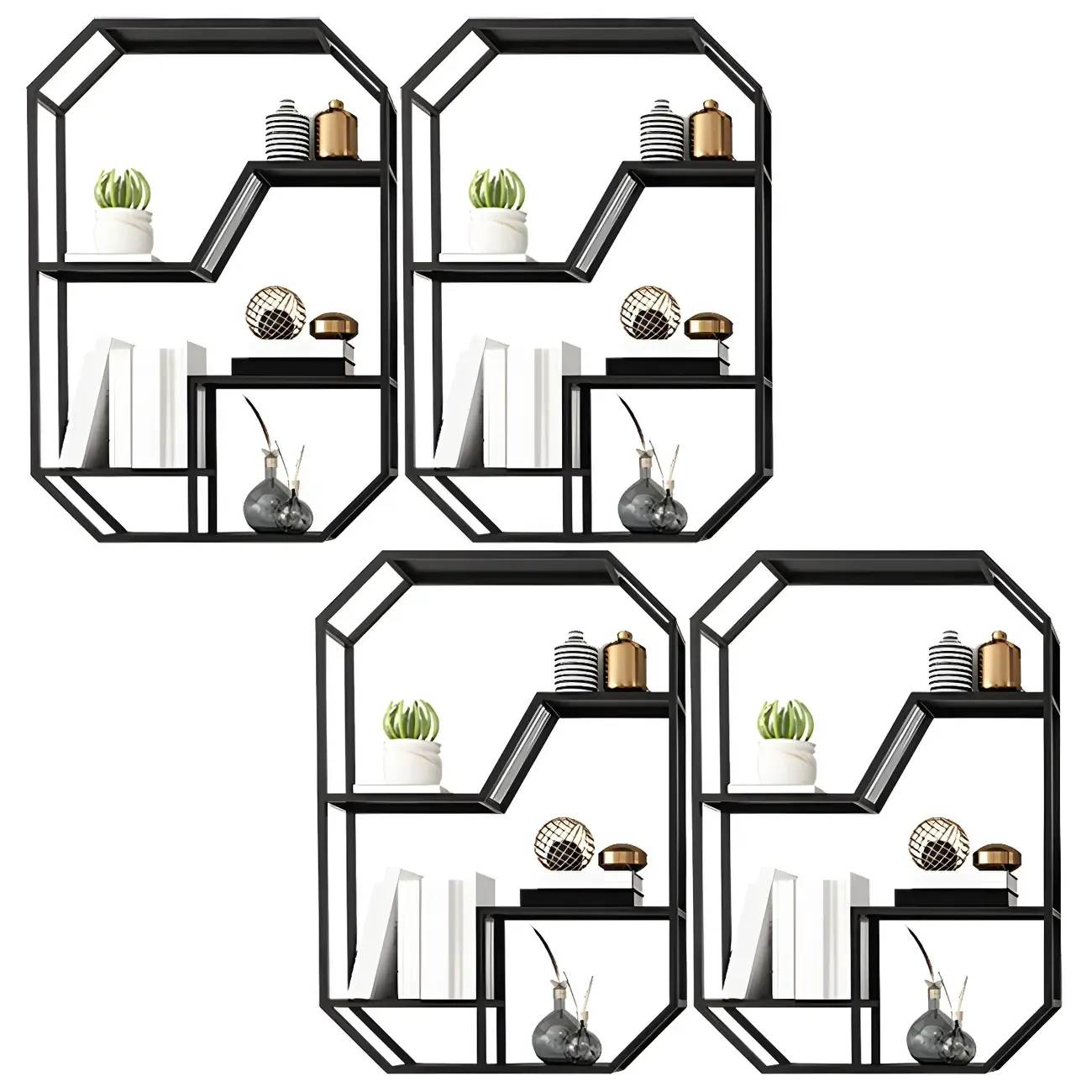 Simple Metal Black Wall-Mounted Wine Bottle Rack Image - 20