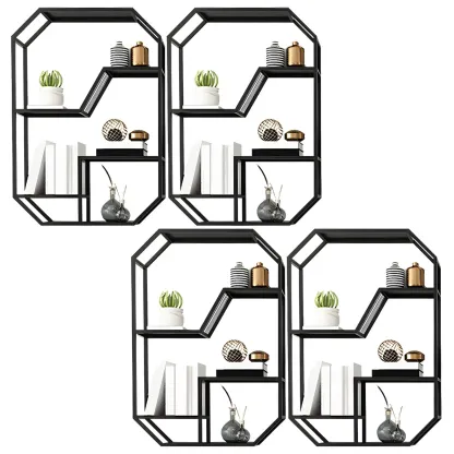 Simple Metal Black Wall-Mounted Wine Bottle Rack Image - 20