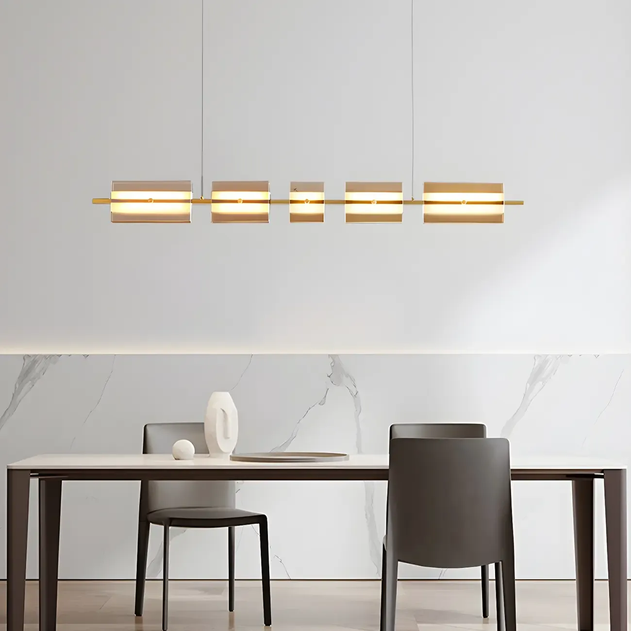 Simple Modern Rectangle Glass Pendant Light Image - 2