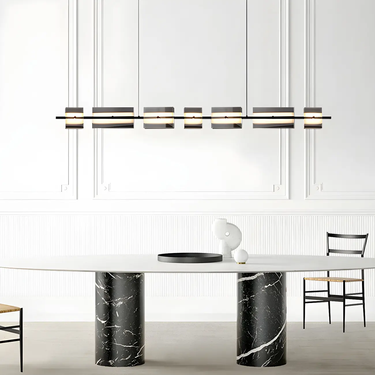 Simple Modern Rectangle Glass Pendant Light Image - 1 | homeyfad