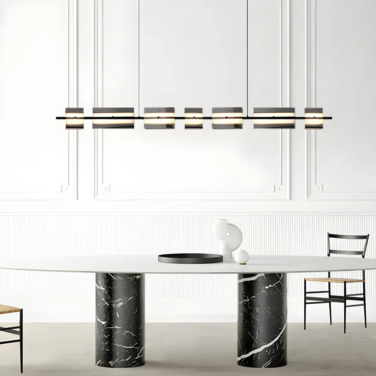 Simple Modern Rectangle Glass Pendant Light Image - 1