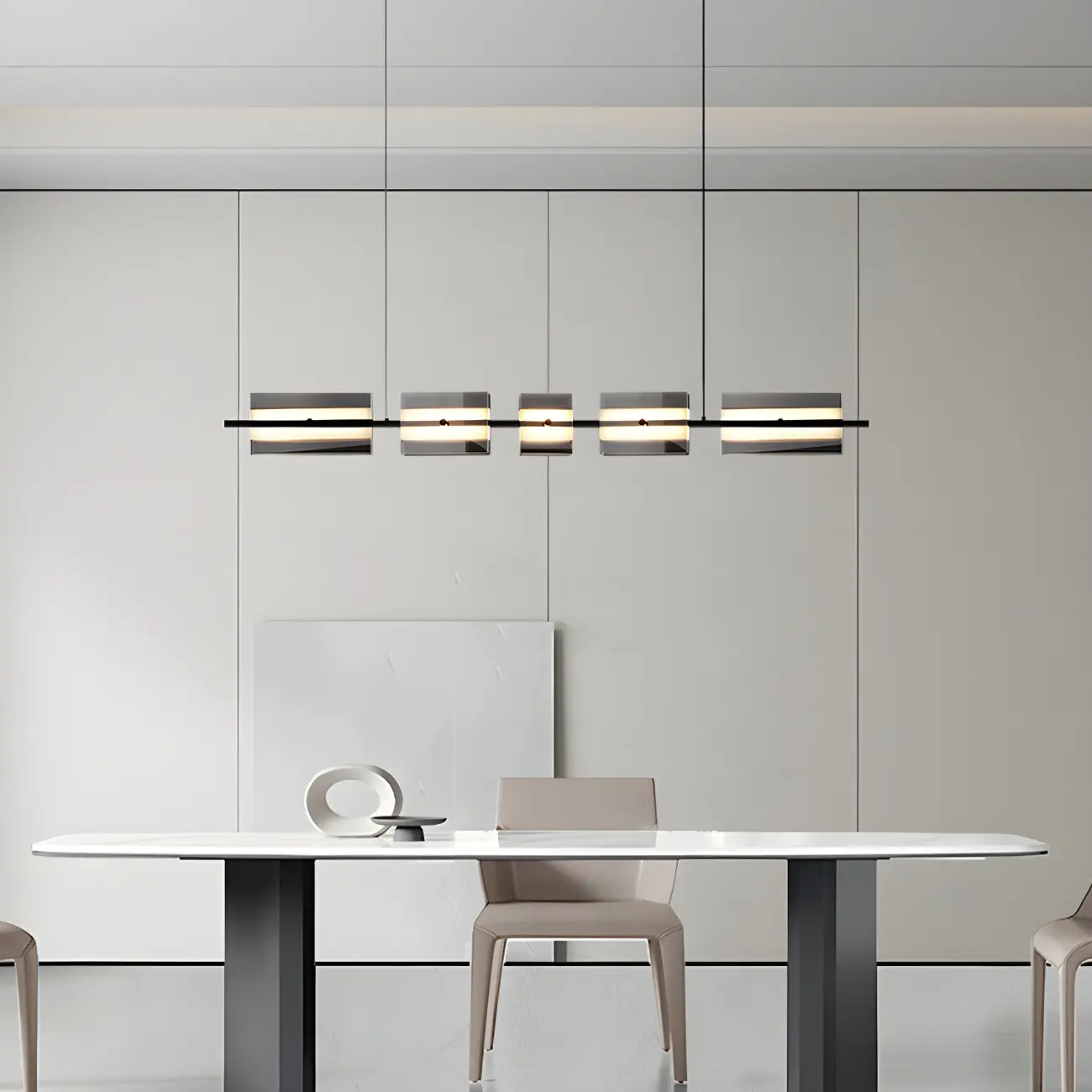 Simple Modern Rectangle Glass Pendant Light Image - 4 | homeyfad