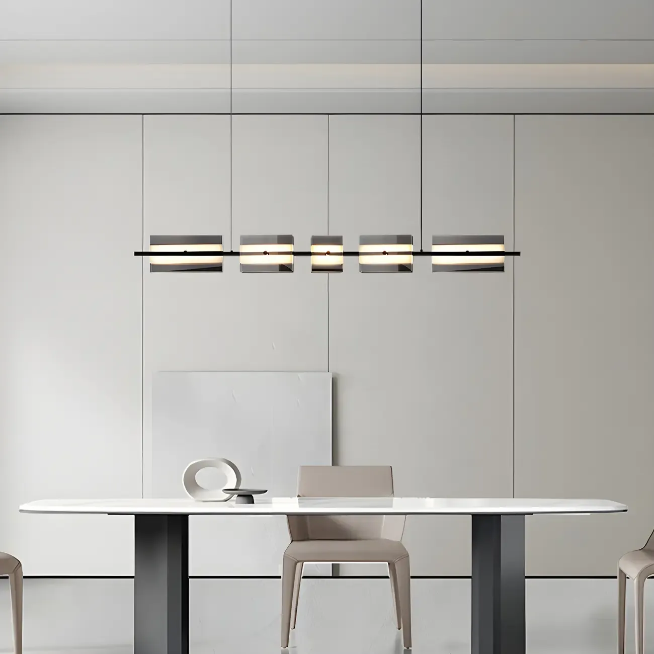 Simple Modern Rectangle Glass Pendant Light Image - 4