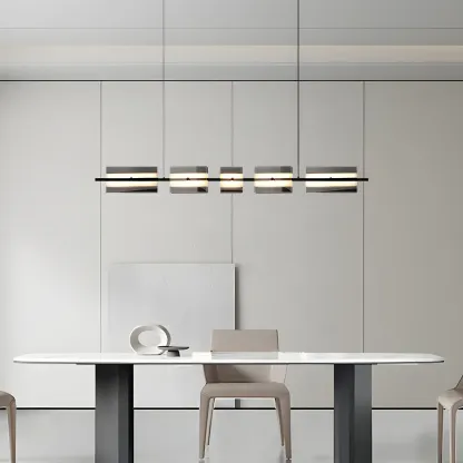 Simple Modern Rectangle Glass Pendant Light Image - 4