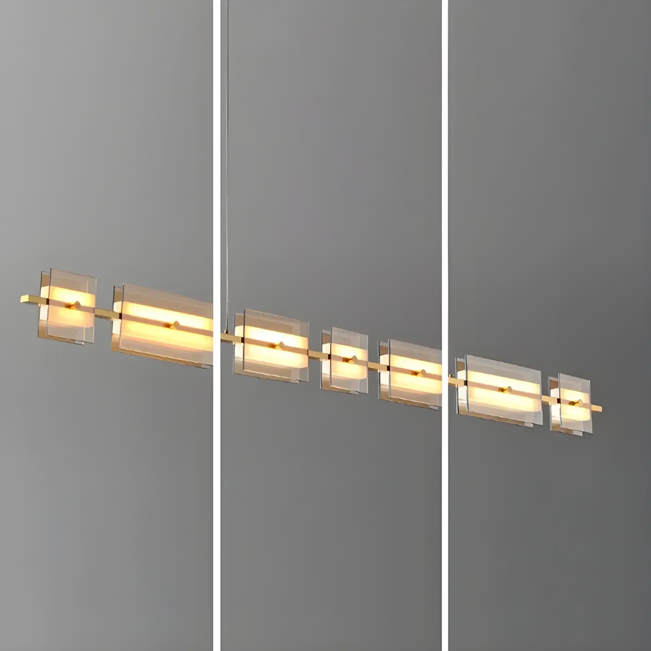 Simple Modern Rectangle Glass Pendant Light Image - 10