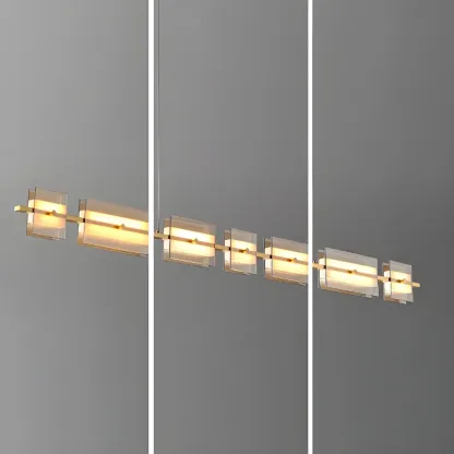 Simple Modern Rectangle Glass Pendant Light Image - 10