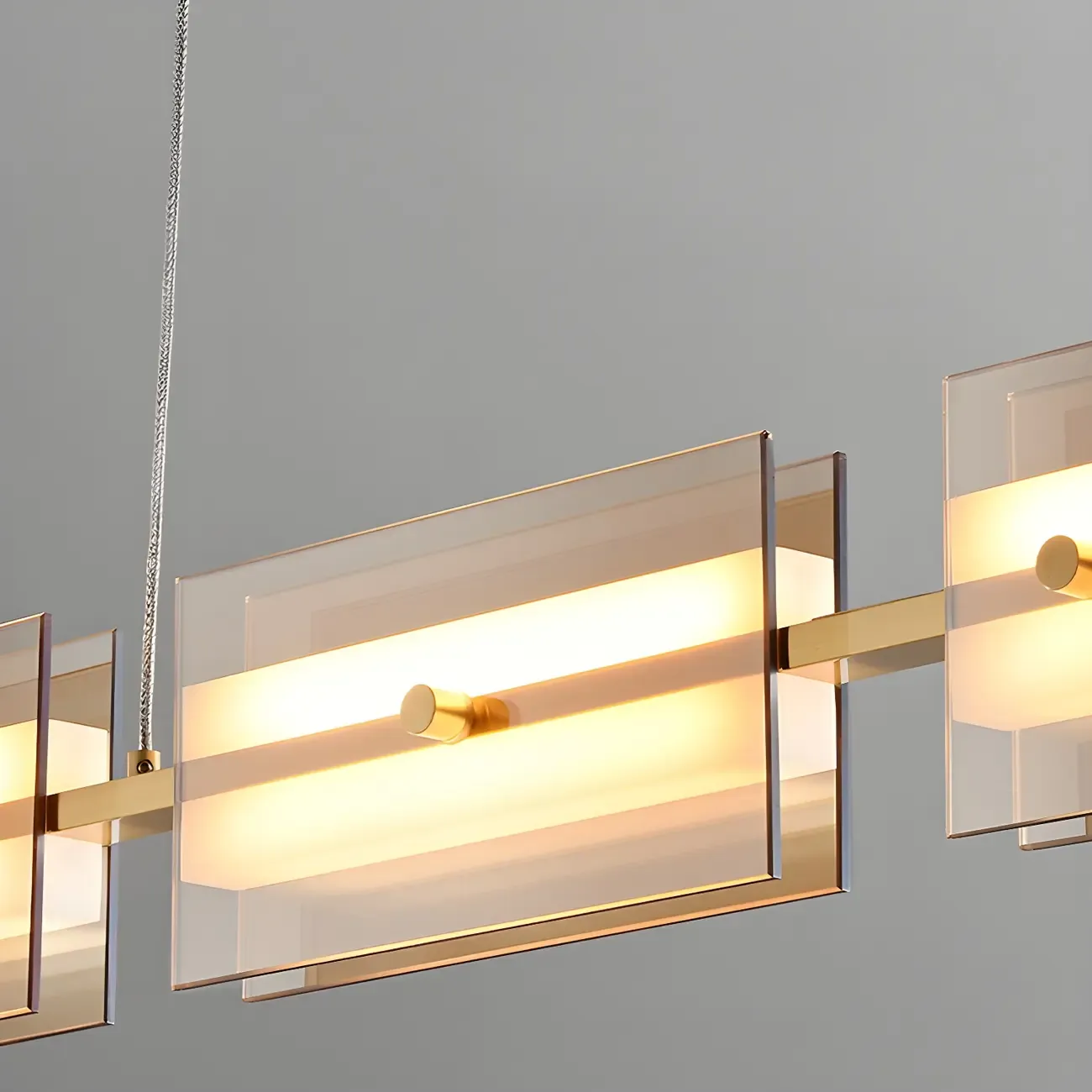 Simple Modern Rectangle Glass Pendant Light Image - 11