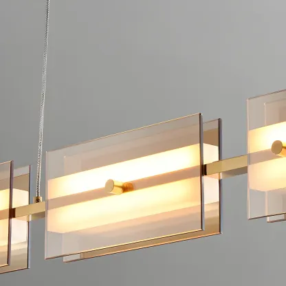 Simple Modern Rectangle Glass Pendant Light Image - 11