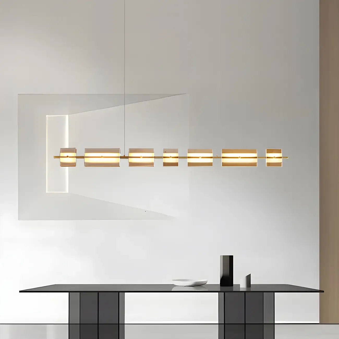 Simple Modern Rectangle Glass Pendant Light Image - 14