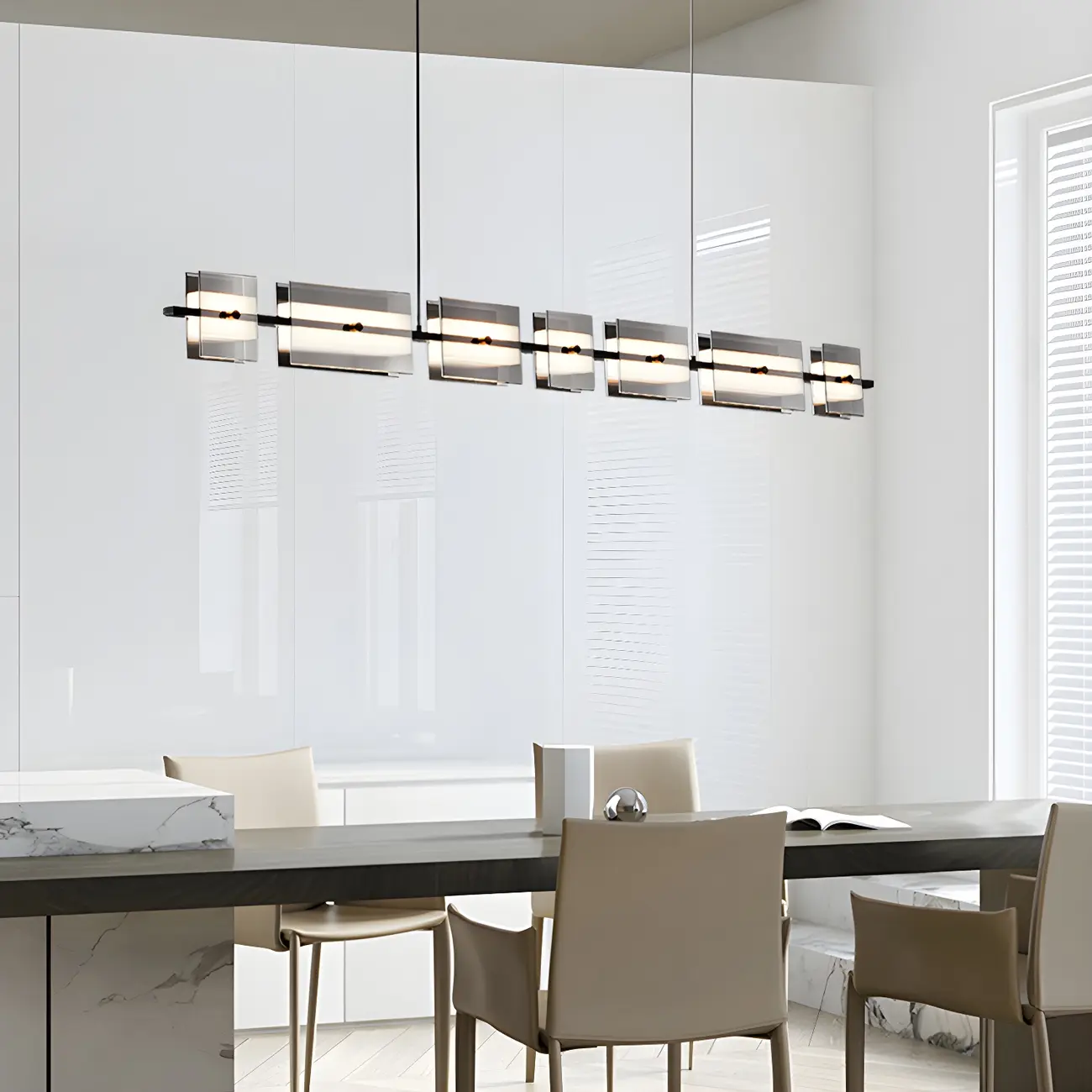 Simple Modern Rectangle Glass Pendant Light Image - 15 | homeyfad