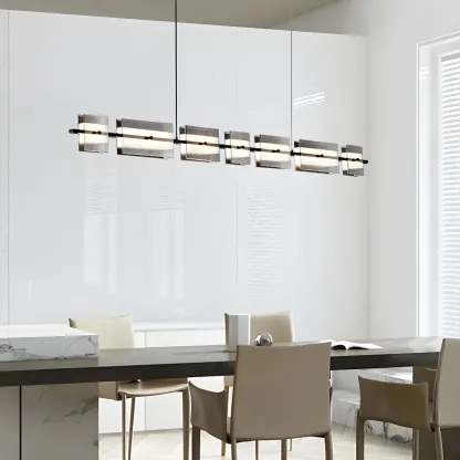 Simple Modern Rectangle Glass Pendant Light Image - 15