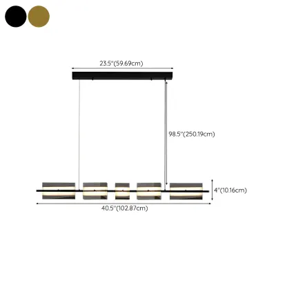 Simple Modern Rectangle Glass Pendant Light #size