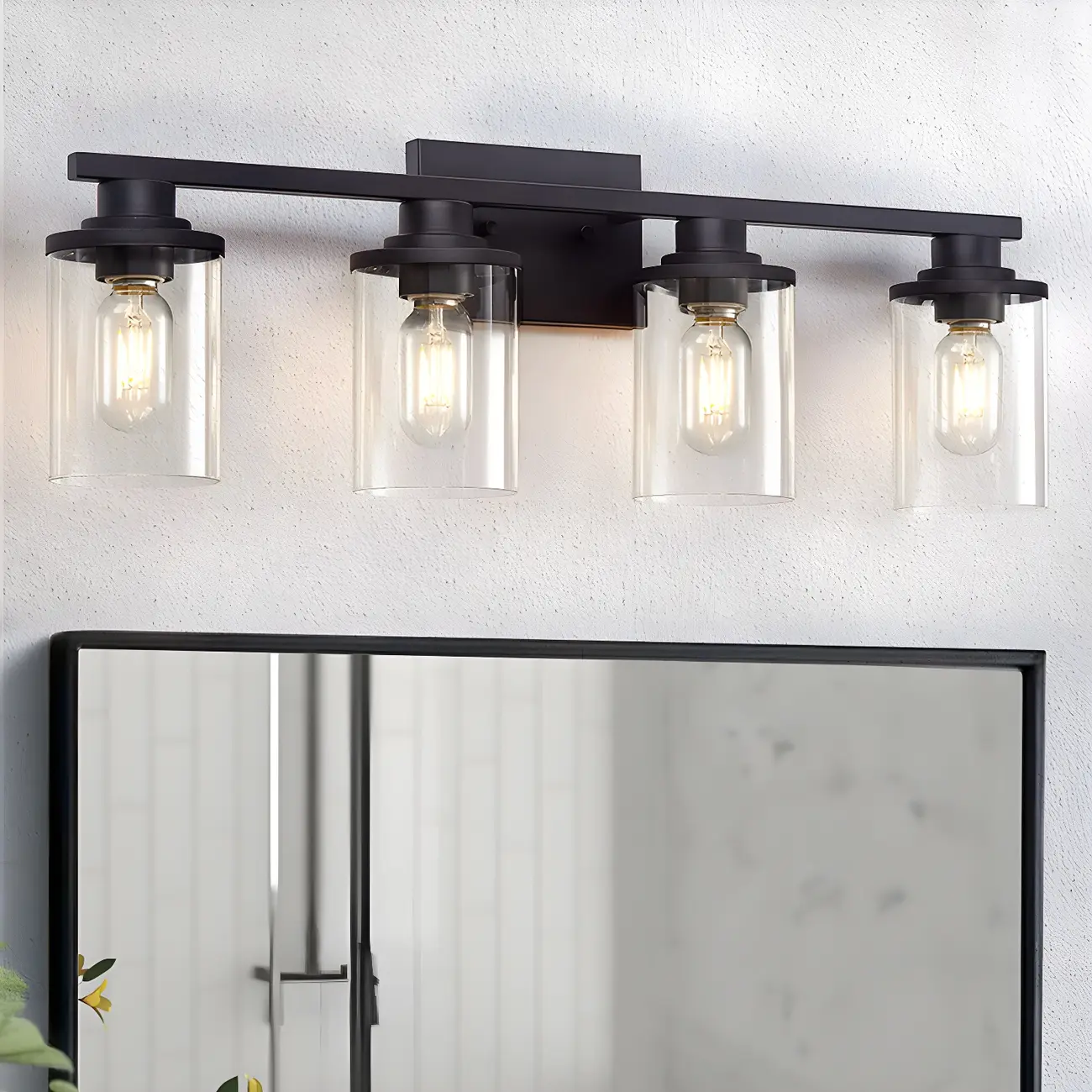 Traditional Black Metal Glass Vanity Light for Bathroom Image - 4 | homeyfad