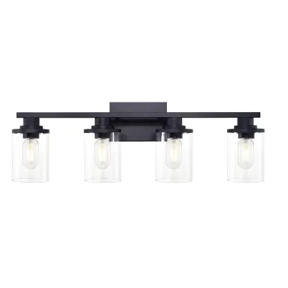 Traditional Black Metal Glass Vanity Light for Bathroom Image - 6