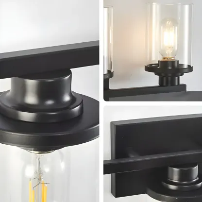 Traditional Black Metal Glass Vanity Light for Bathroom Image - 12