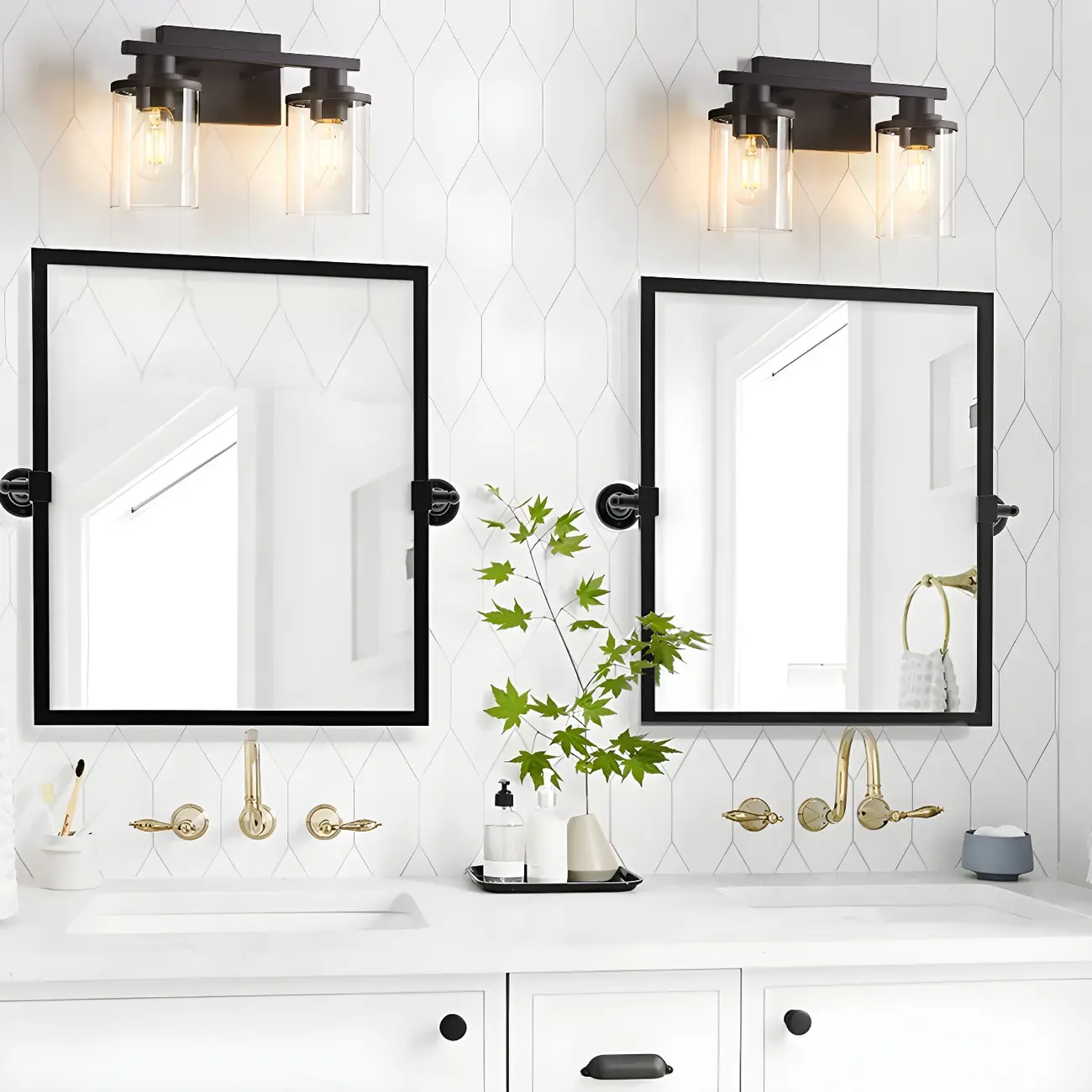 Traditional Black Metal Glass Vanity Light for Bathroom Image - 16 | homeyfad