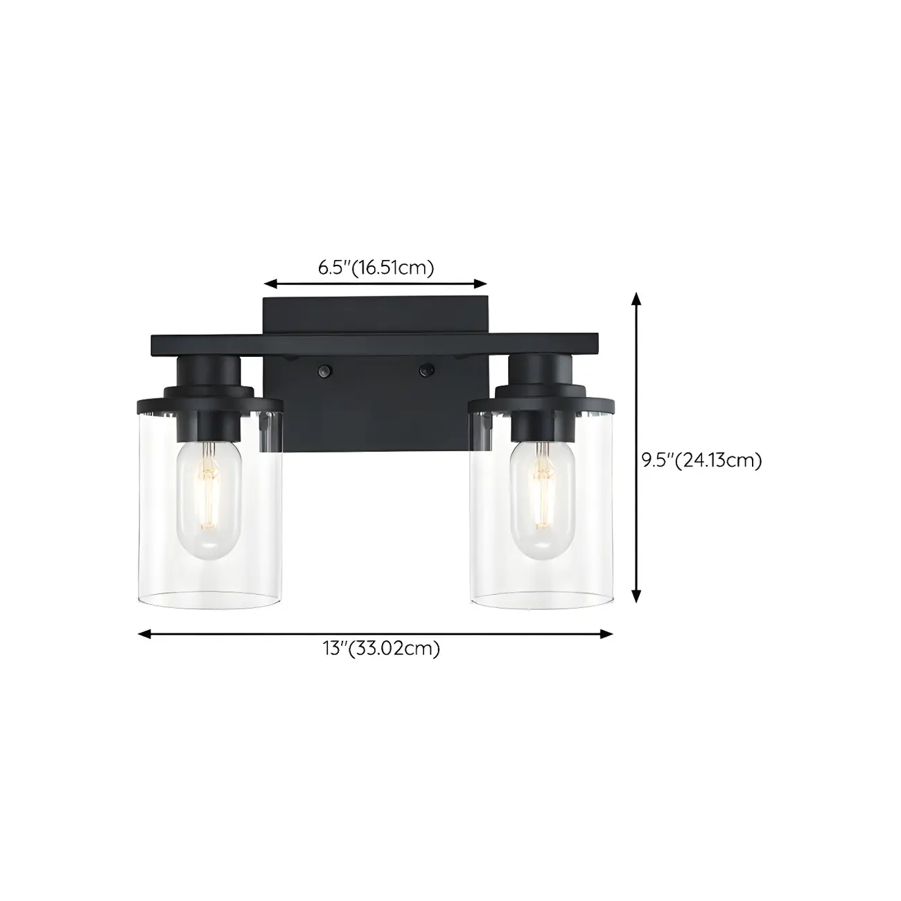 Traditional Black Metal Glass Vanity Light for Bathroom #size