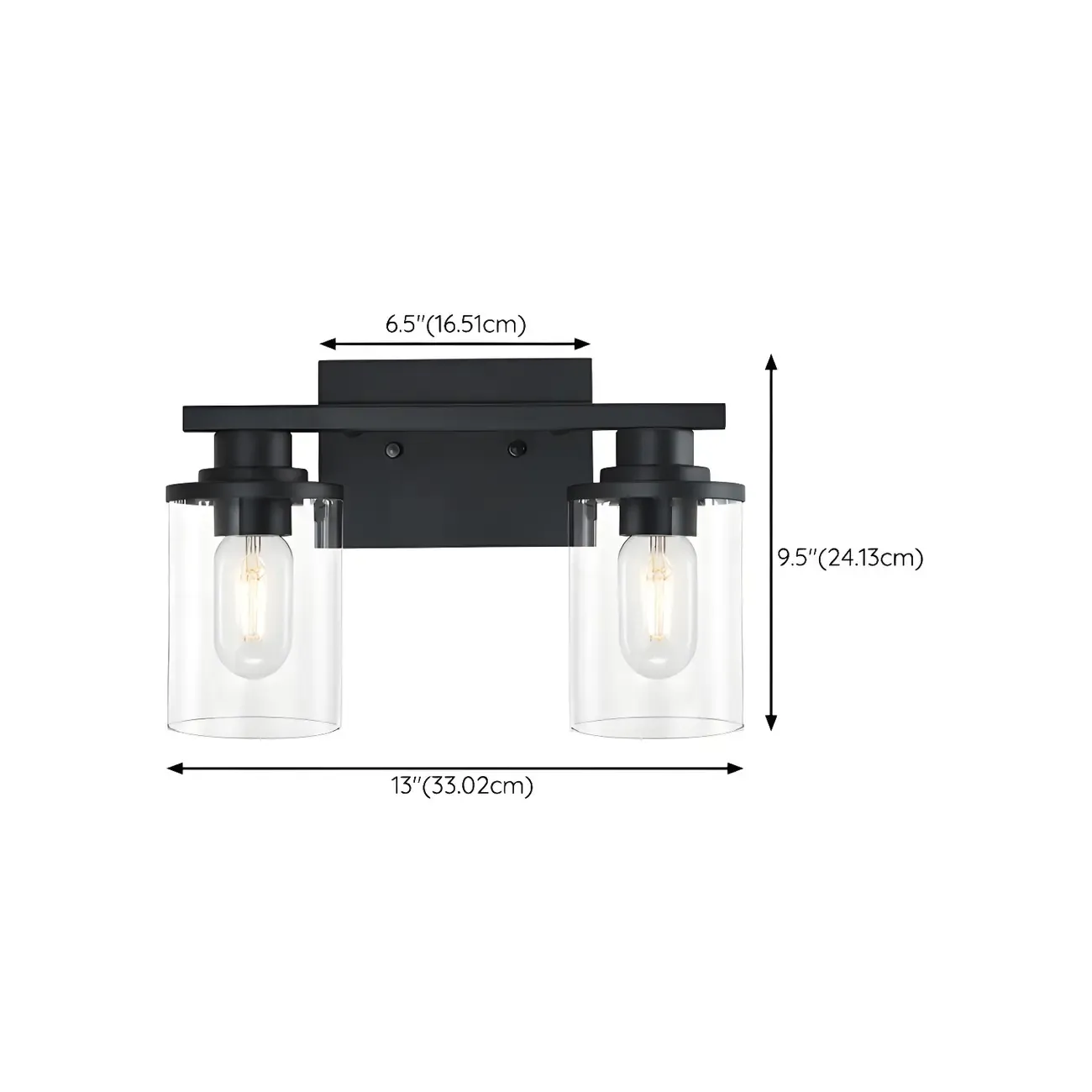 Traditional Black Metal Glass Vanity Light for Bathroom #size