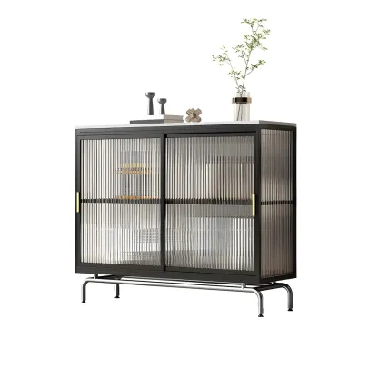 35.5" H Classic Metal Glass Display Cabinet with Sliding Door Image - 5