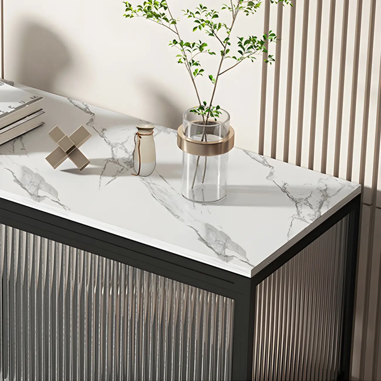 35.5" H Classic Metal Glass Display Cabinet with Sliding Door Image - 6 | homeyfad